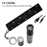 Elite Guard Black Lipstick Style Stun Gun with LED Light USB Charger Included SKU ST-1202BK