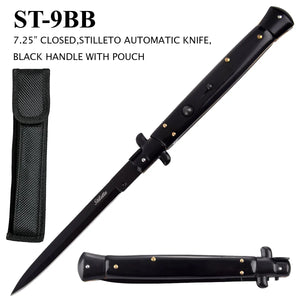 Stiletto Switchblade Knife 13" Overall Black/Black SKU ST-9BB
