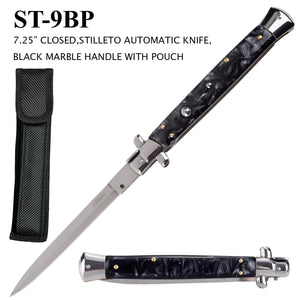 Stiletto Switchblade Knife 13" Overall Black Marble/Stainless SKU ST-9BP