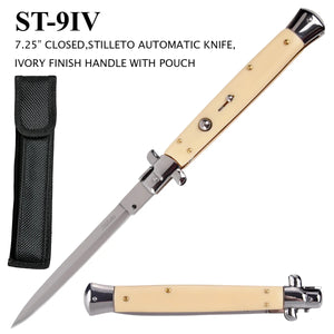 Stiletto Switchblade Knife 13" Overall Ivory/Stainless SKU ST-9IV