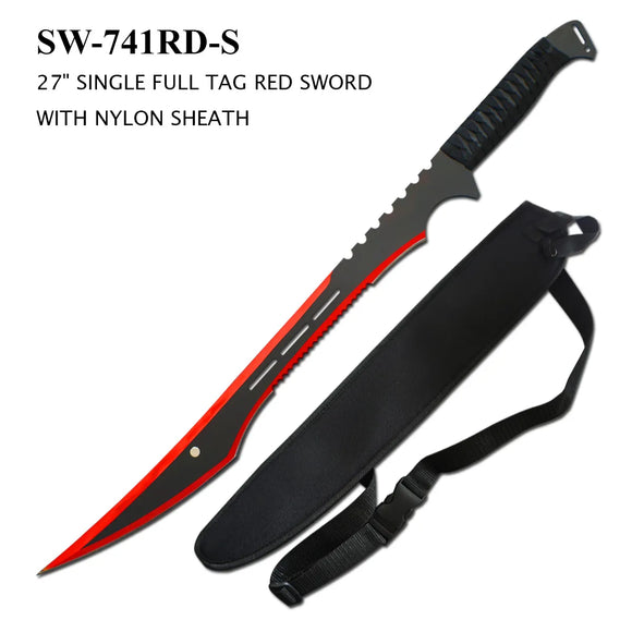 Full Tang Ninja Sword w/Sheath Red/Black SKU SW-741RD-S