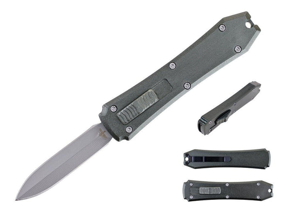 S-Tec Mini OTF Knife Double Edge Gray Stainless-Steel Blade/Gunmetal Gray Anodized Aluminum Handle SKU T27062GYC