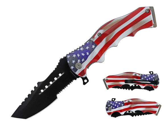 9″ ABS Black Handle Spring Asst. Pocketknife w/ Clip SKU T27106-1