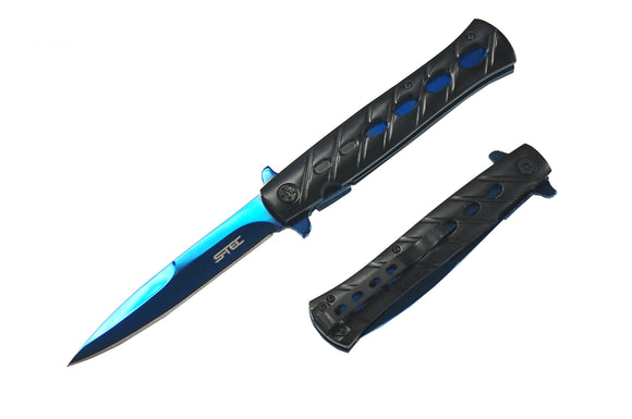 S-TEC 9″ Spring Assist Folding Knife w/belt clip SKU T27150BKB