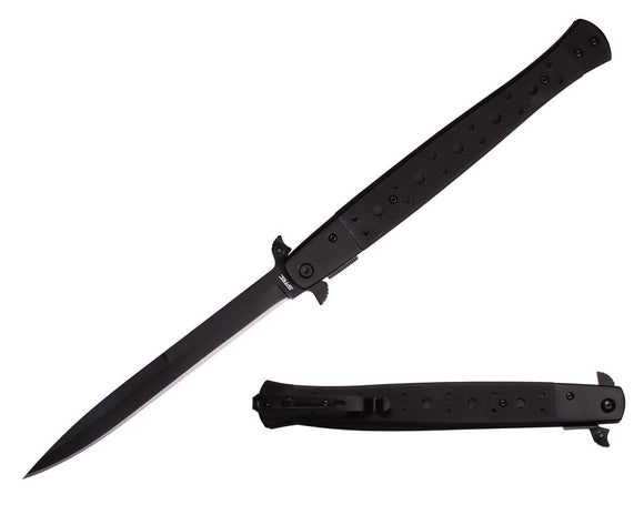 S-TEC 13″ Assisted Folding Knife S. Steel Handle w/ Inlay – BLK G10 SKU T273335BKBK