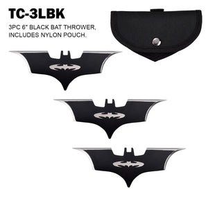 6" 3 Piece Black Bat Throwing Blades w/Sheath SKU TC-3LBK