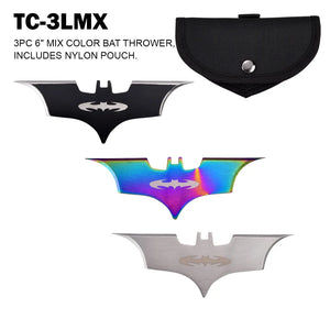 6" 3 Piece Mixed Color Bat Throwing Blades w/Sheath SKU TC-3LMX
