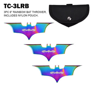 6" 3 Piece Rainbow Bat Throwing Blades w/Sheath SKU TC-3LRB