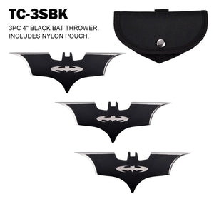 4" 3 Piece Black Bat Throwing Blades w/Sheath SKU TC-3SBK