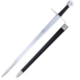 Medieval Warrior Handmade Full Tang Age of Chivalry Sword w/Scabbard High Carbon Steel Blade/Leather Handle with Silver Pommel & Guard 39" Overall SKU TC-60265
