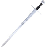 Medieval Warrior Handmade Full Tang Age of Chivalry Sword w/Scabbard High Carbon Steel Blade/Leather Handle with Silver Pommel & Guard 39" Overall SKU TC-60265