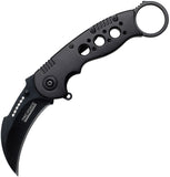 Tac Force Assist Open Liner Lock Karambit Knife Black High Carbon Steel Blade/Black Aluminum Handle SKU TF534BK