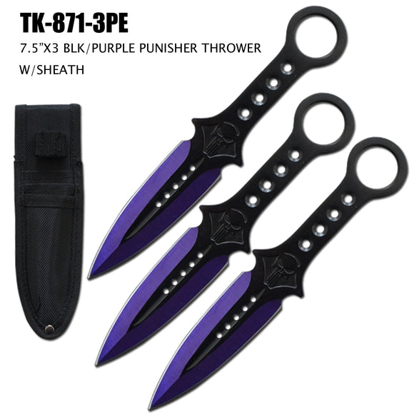 Punisher 3 Piece Throwing Knife Set 7.5