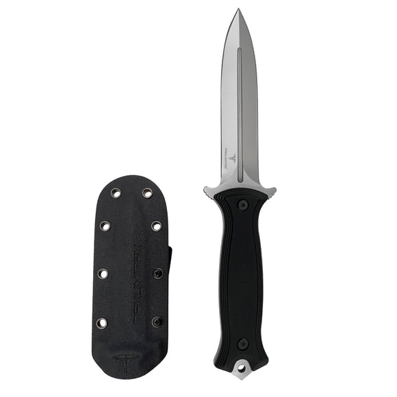 Takumitak Havoc Fixed Blade Knife w/Sheath Double Edge D2 SS Blade/Black G10 Handle SKU TKF202SL