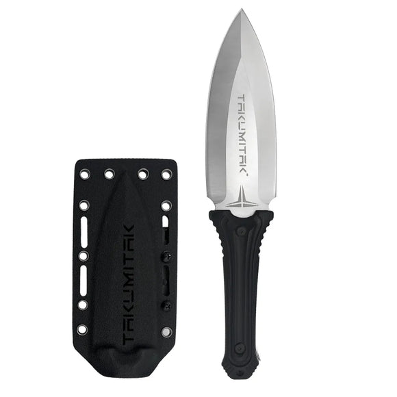 Takumitak Sentinel Fixed Blade Knife w/Sheath Double Edge Spear Point D2 Steel Blade/Black G10 Handle SKU TKF203SL