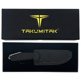 Takumitak Takumi Fixed Blade Knife w/Sheath D2 Polished Steel Blade/Black G10 Handle SKU TKF208SL