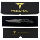 Takumitak Unhinged Fixed Blade Knife D2 Stonewash Steel Blade/Black G10 Handle SKU TKF209SW