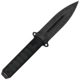 Takumitak Hitter Fixed Blade Knife w/Sheath Double Edge D2 Stonewash Steel Blade/Black G10 Handle SKU TKF214SW