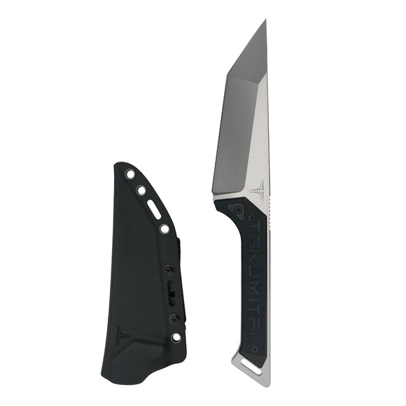 Takumitak Charge Fixed Blade Knife w/Sheath D2 Polished SS Blade/Black G10 Handle SKU TKF215SL