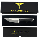 Takumitak Charge Fixed Blade Knife w/Sheath D2 Polished SS Blade/Black G10 Handle SKU TKF215SL