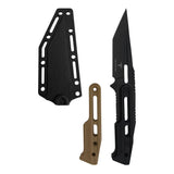 Takumitak Heat Fixed Blade Knife w/Sheath & 2 Handles Black Tanto 3cr13 Steel Blade/Black & Tan Nylon Handles SKU TKF301