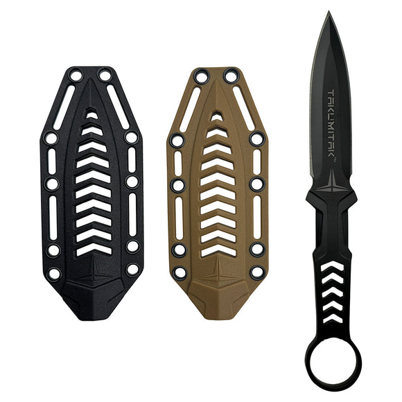 Takumitak Missing Screw Fixed Blade Knife w/2 Sheaths Black Oxide 3Cr13 SS Blade & Handle SKU TKF302