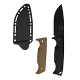 Takumitak Easy Night Fixed Blade Knife w/Sheath & 2 Handles Black 3cr13 Steel Blade/Black & Tan Nylon Handles SKU TKF304