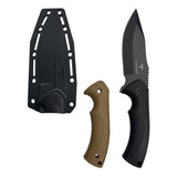 Takumitak Fit Fixed Blade Knife w/Sheath Black 3cr13 Steel Blade/Black & Tan Nylon Handles SKU TKF306