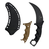 Takumitak Midnight Fixed Blade Karambit Knife w/Sheath & 2 Handles Black 3cr13 Steel Blade/Black & Tan Nylon Handles SKU TKF307