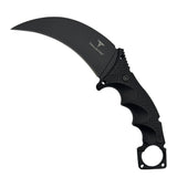 Takumitak Midnight Fixed Blade Karambit Knife w/Sheath & 2 Handles Black 3cr13 Steel Blade/Black & Tan Nylon Handles SKU TKF307
