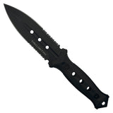 Takumitak Unrestricted Fixed Blade Knife w/Sheath & 2 Handles Black Half Serr. 3cr13 Steel Blade/Black & Tan Nylon Handles SKU TKF316
