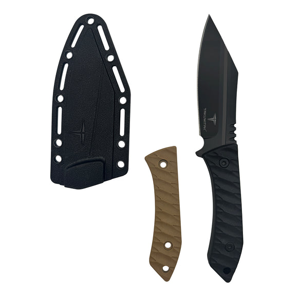 Takumitak ASYM Fixed Blade Knife w/Sheath & 2 Handles Black 3Cr13 SS Blade/Black & Green Nylon Handles SKU TKF318