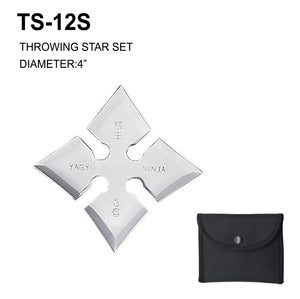 4" 4 Point Ninja Throwing Star w/Pouch Stainless-Steel SKU TS-12S