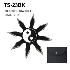 Ying Yang Throwing Star 4" 8 Point w/Sheath Black SKU TS-23BK