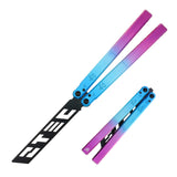 S-TEC 9.75" Aluminum Butterfly Trainer Knife Black Stainless-Steel Blade/Blue & Pink Gradient 6260 Billet Alum. Handle SKU TS601BLPP