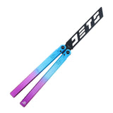 S-TEC 9.75" Aluminum Butterfly Trainer Knife Black Stainless-Steel Blade/Blue & Pink Gradient 6260 Billet Alum. Handle SKU TS601BLPP
