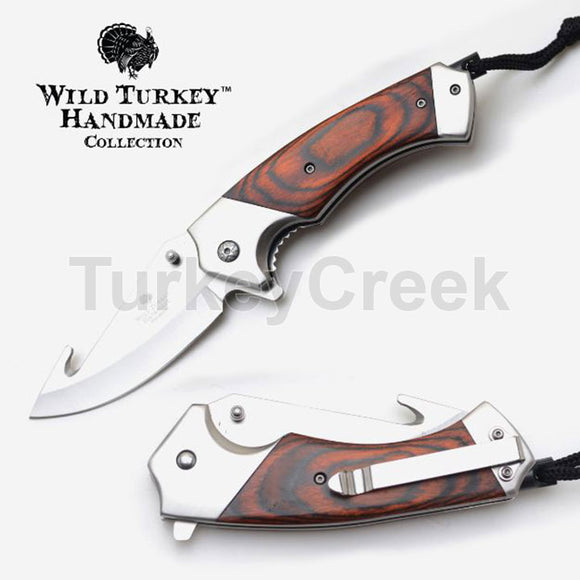 Wild Turkey Handmade Spring Assist Knife with Fire Starter SKU WT-1161CW