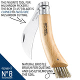 Opinel No 8 Mushroom Knife Black Walnut Stainless-Steel Blade/Beechwood Handle SKU