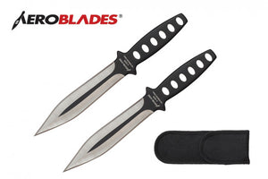AeroBlades 2 Piece 7.5" Double Edge Throwing Knives w/Sheath SKU A0009-2BK