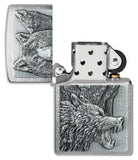 Zippo Wolf Pack Emblem Brushed Chrome Windproof Lighter