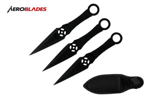 AeroBlades 3 Piece 6.5" Black Kunai Throwing Knives SKU A13303-BK