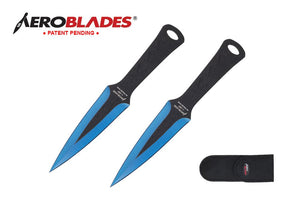 AeroBlade 2 Piece 7.5" Throwing Knives Blue & Black SKU A2007-2BL