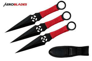 AeroBlades 3 Piece 6" Black Kunai Throwing Knives SKU A-13.303-3-BK