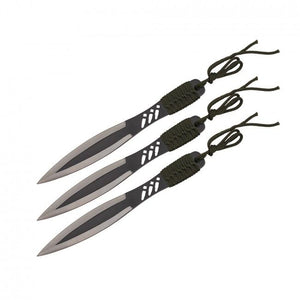 3 Piece 8" Black Cord Wrapped Throwing Knives w/Sheath SKU A5501-3