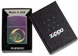 Lotus Moon Design Iridescent Engraved Zippo Lighter