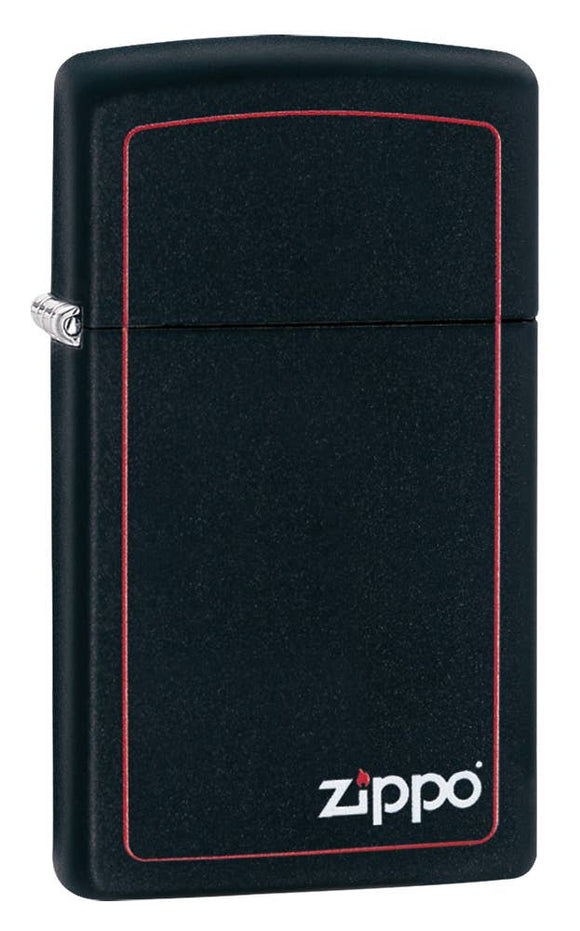 Zippo Slim Black with Zippo Logo Lighter SKU 1618ZB-000019