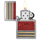 Zippo Woodgrain Design Brushed Chrome Windproof Lighter