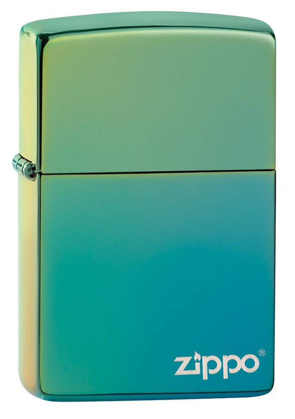 Zippo High Polish Teal Zippo Logo Lighter SKU 49191ZL-000003