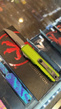 Microtech UTX-85 Gen IV S/E OTF Knife Apoc. Standard Stonewash M390MK Steel Blade/Neon Green Aluminum Handle SKU 12314-10APNG