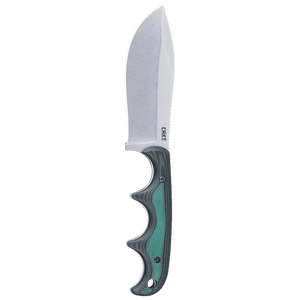 Columbia River Minimalist Nessmuk Fixed Blade Neck Knife with Sheath Stonewash D2 Tool Steel Blade/Green & Black Micarta Handle SKU CRKT 2376